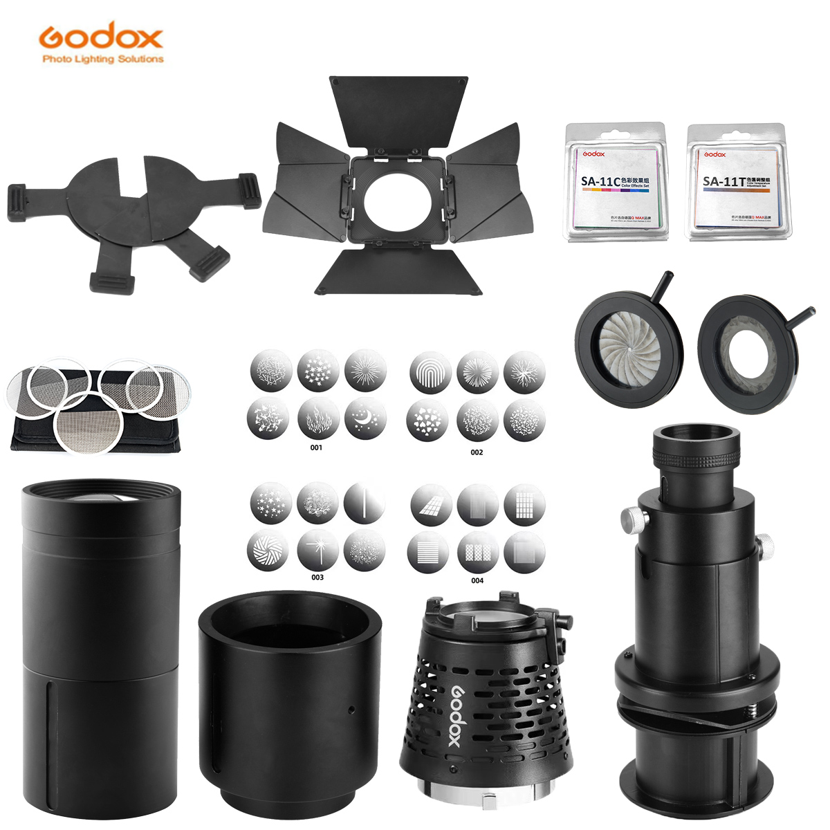 Godox S30 S60 Focusing LED Light Accessories Projection Lens SA-P GOBO Set SA-09 Color Gels Kit SA-11 Softbox SA-30 Photography