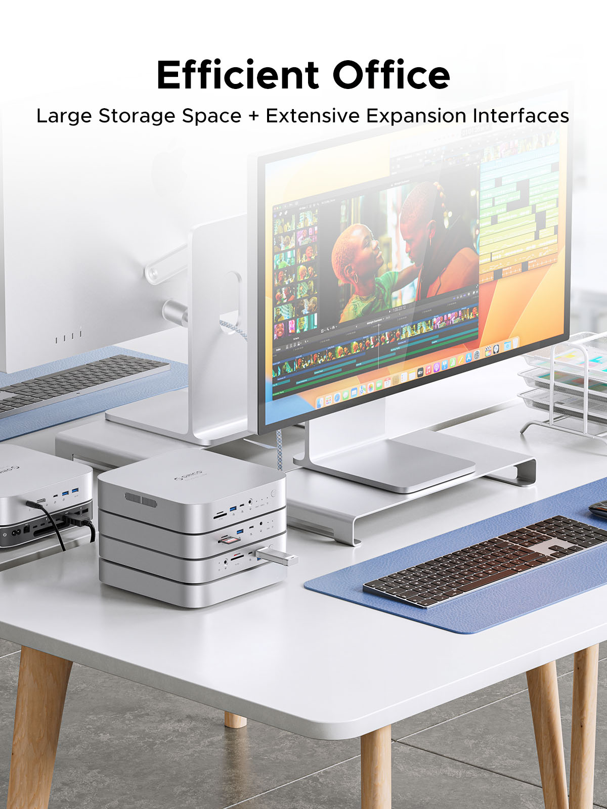 ORICO USB C HUB USB3.2 10GB SD/TF3.0 8-in-1 Docking Station for Mac mini Chassis with M.2 NVME Solid State Drive. 