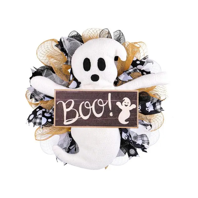 Halloween Wreaths for Front Door Boo Ghost Sign Halloween Door Hanger