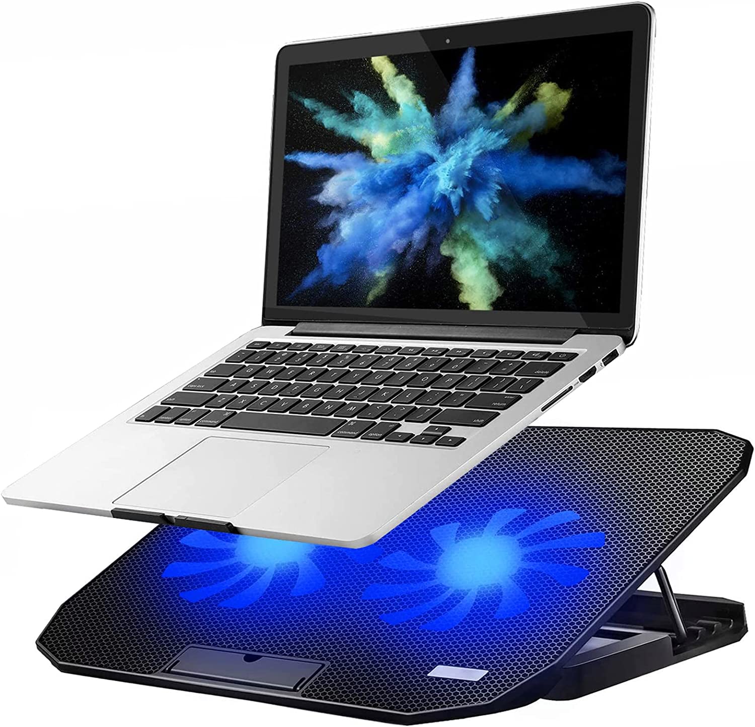 LED Lighting Adjustable Angle USB Laptop Cooler Fan Cooling Stand Bracket Base 2 Cooling Fan Laptop Cooling Pad Notebook Stand. 