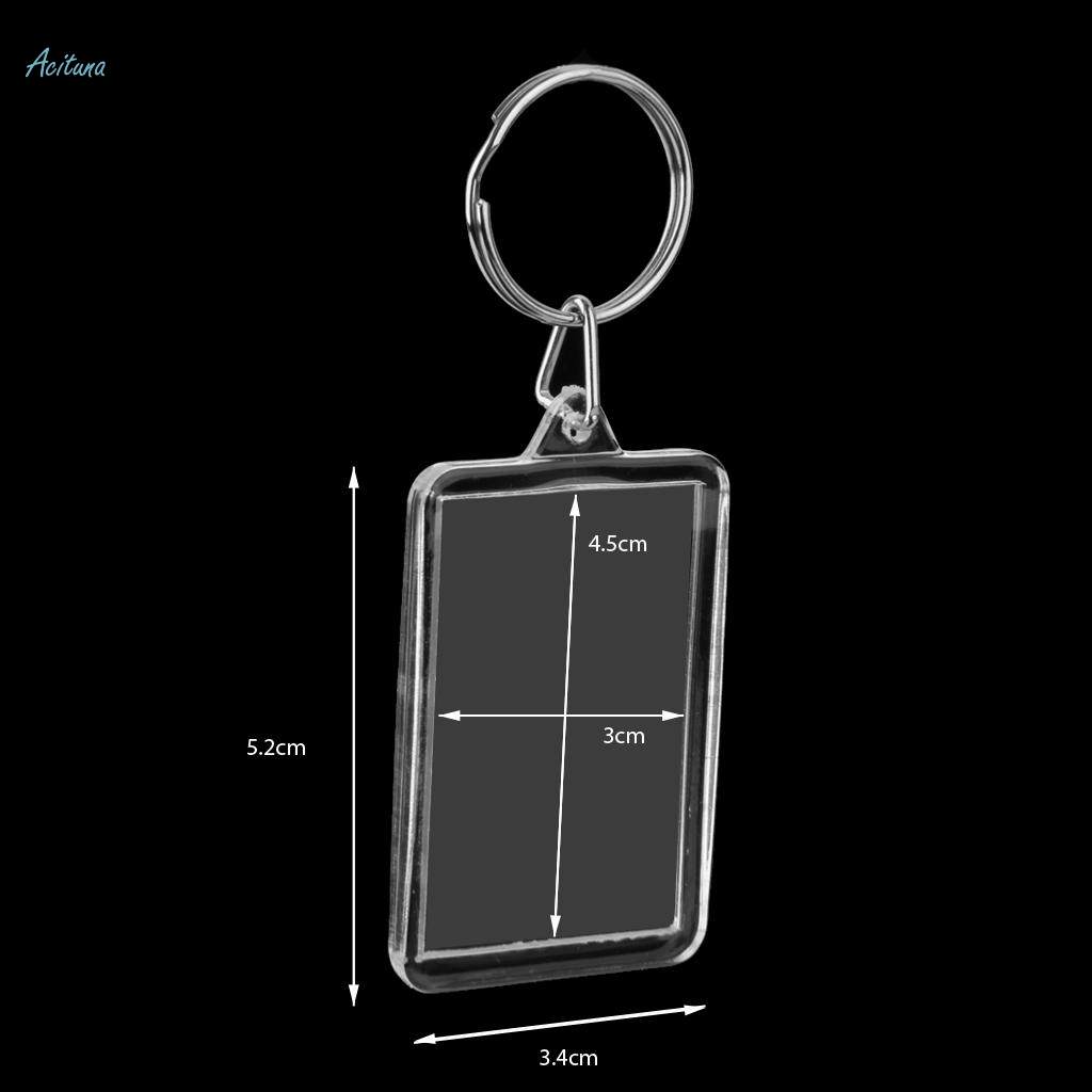 100Pcs Acrylic Rectangle Clear Key Keychain Blank Insert Photo Picture Frame. 