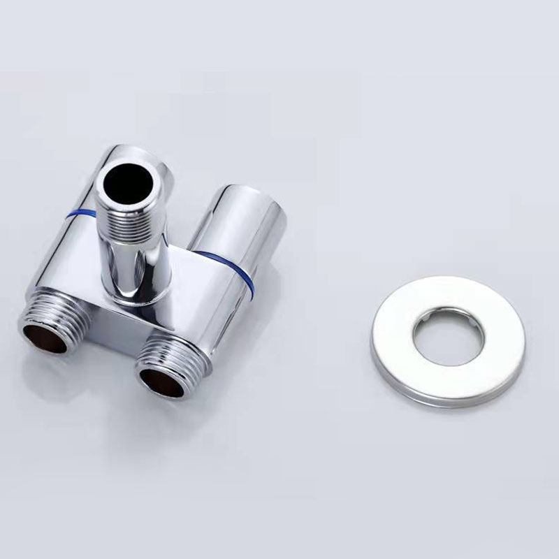 （New）1Pc G1/2 Zinc Alloy Three-way Filling angle Valve wall mount One Into Two Out water Cleaning prayer bathroom Acceorie. 
