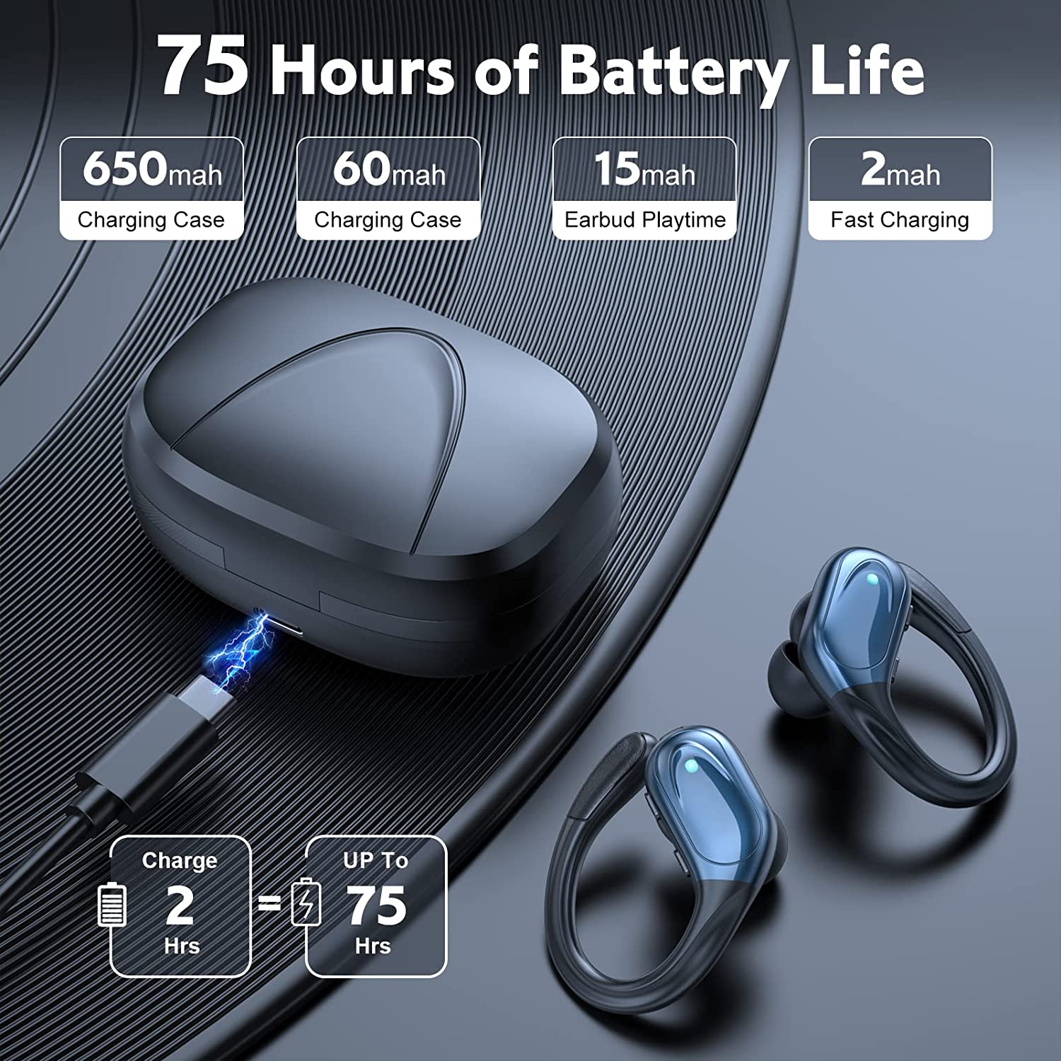 BX17 Bluetooth Earphones Tws Ear Hook Bluetooth 5.3 Running Sports Stereo Buttons Control With Microphone Wireless Headphones. 