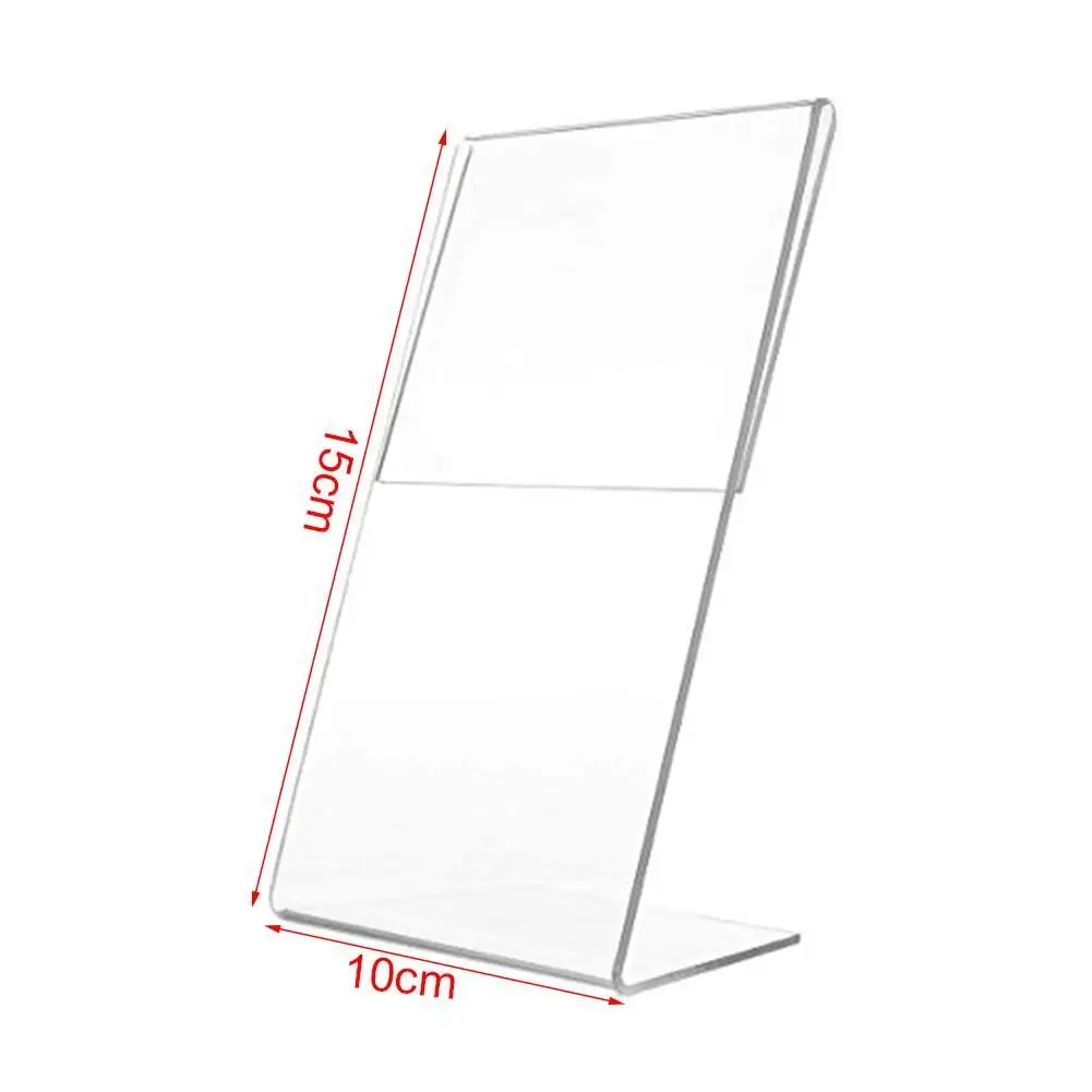 1pcs Acrylic display stand T1.5mm Vertical Clear L Shape Plastic Table Sign Price Tag Label Display Rack Paper Promotion stand. 