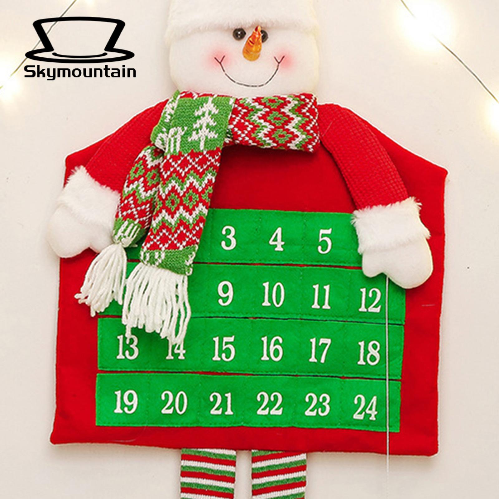 Christmas Countdown Calendar Christmas Calendar 24 Day Advent Red White Santa Snowman Non-woven Xmas Countdown Decoration Unique Christmas Countdown Calendar. 