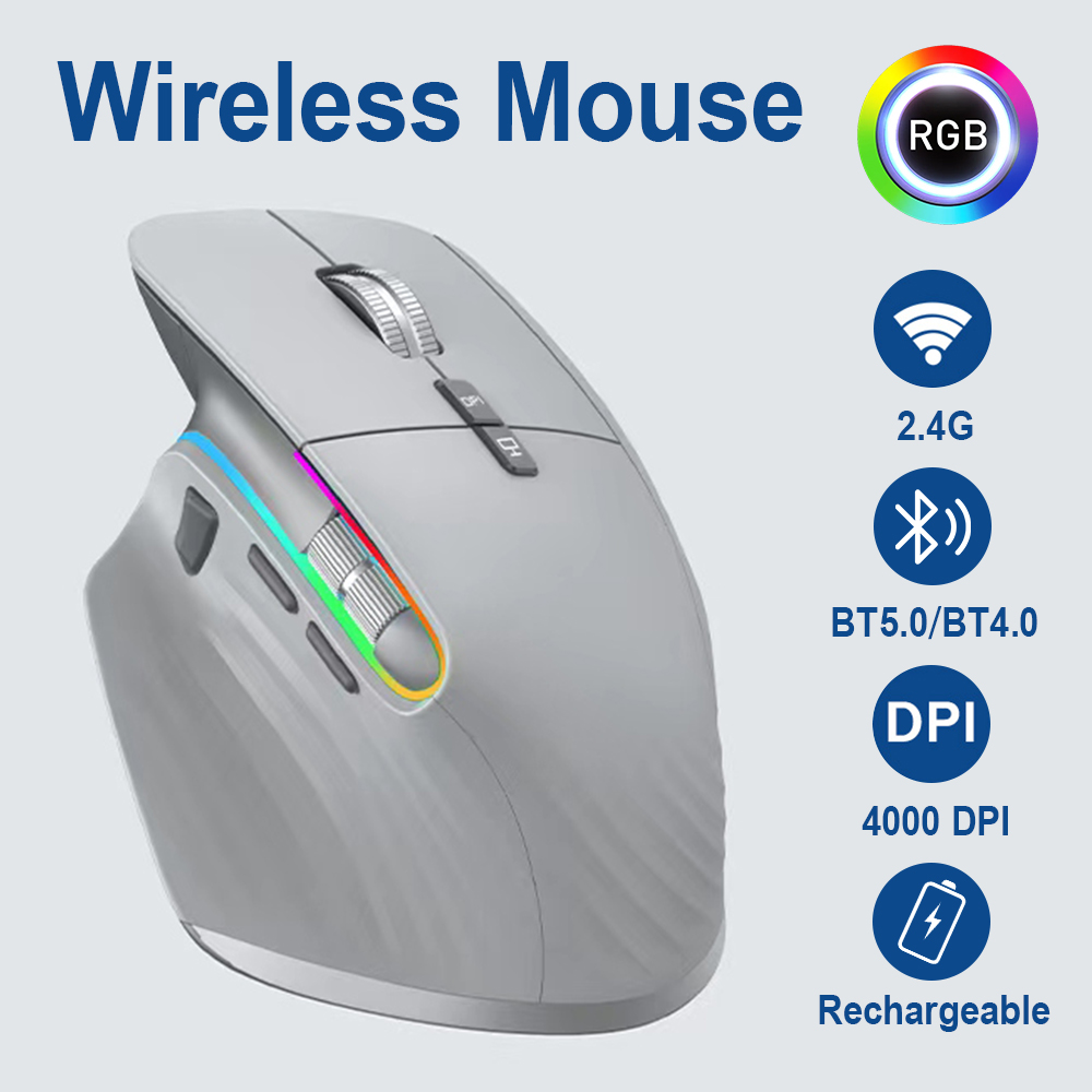 VICTSING M10 2.4G/Bluetooth Wireless Mouse Rechargeable Office business 2.4G Wireless Ergonomic Mouse 4000DPI For PC Laptop
