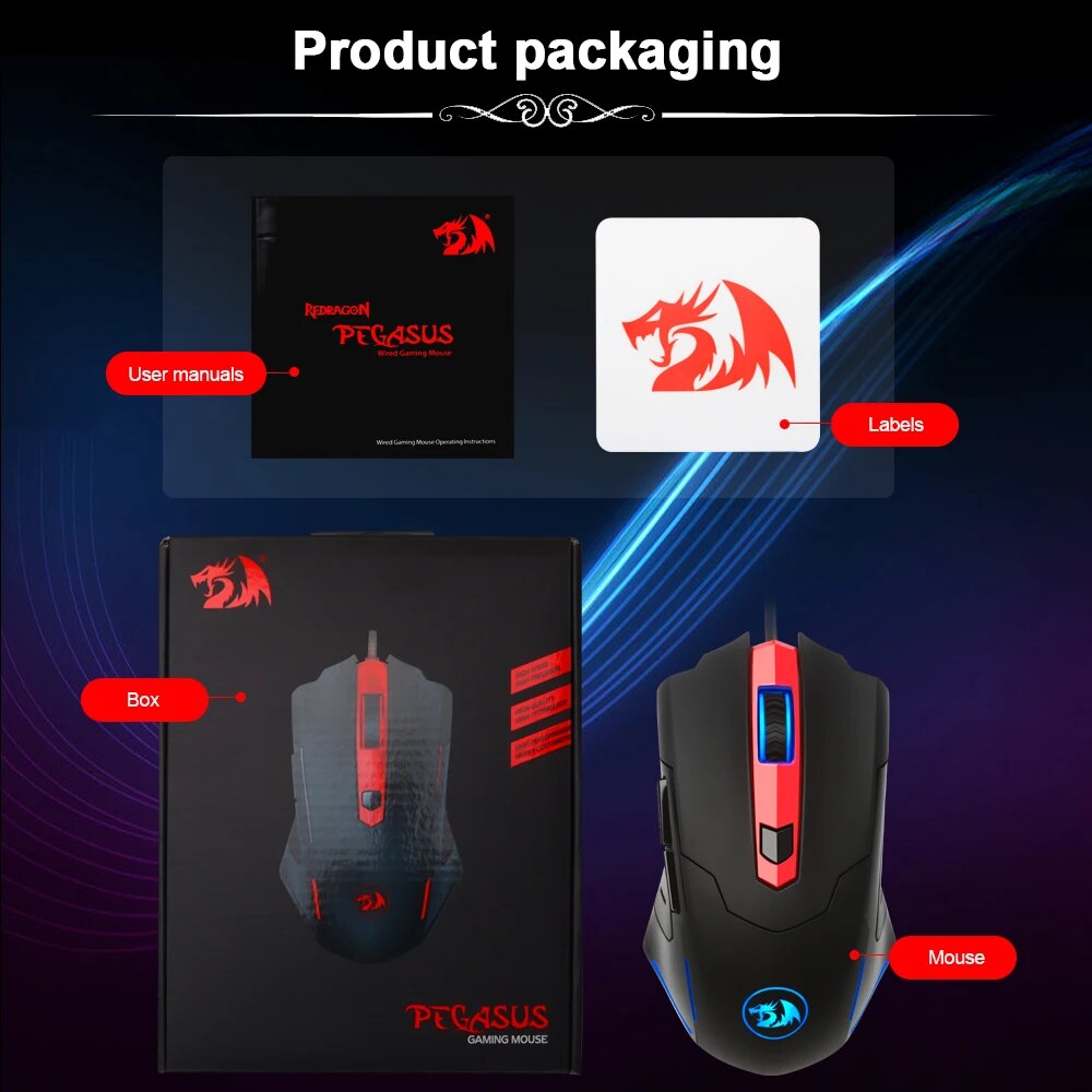 REDRAGON PEGASUS M705 RGB USB Wired Gaming Mouse 7200 DPI 7 buttons mice Programmable ergonomic For Computer PC Gamer Laptop. 