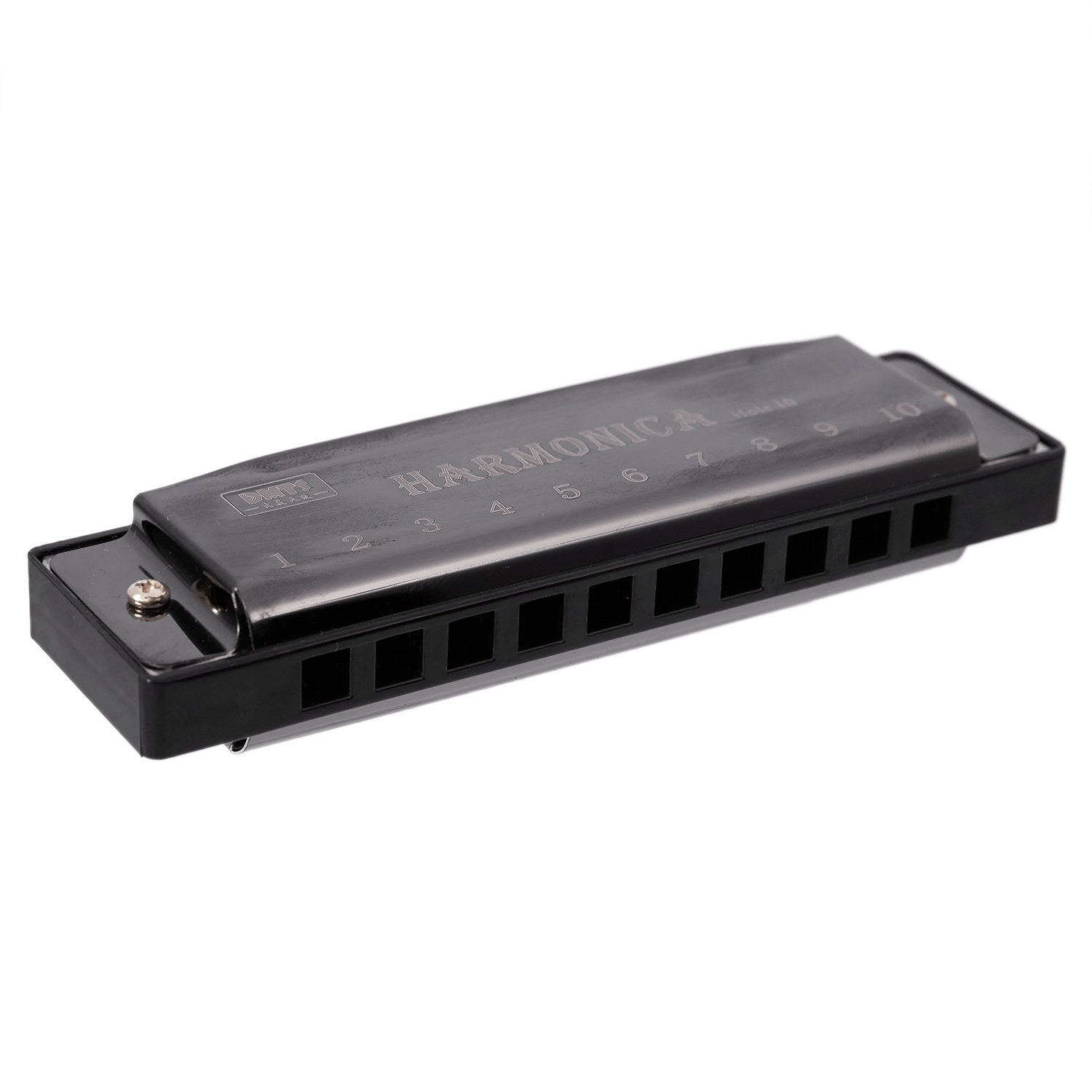 DMTS 10 Holes Key of C Blues Harmonica Musical Instrument Child Educational Toy with Case,Black. 