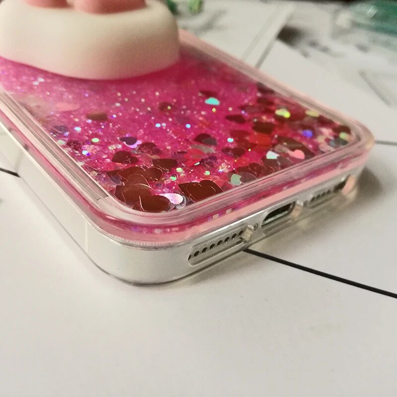 3D Squishy Cat Case For iPhone 5S SE 7 7 Plus Case Liquid Quicksand Glitter Case For iPhone 8 Plus Xs Xr 6s Cover Coque. 