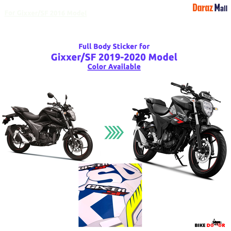 Full Body Sticker Set for Suzukii Gixxer/SF 2019 to 2020 (New Model). 