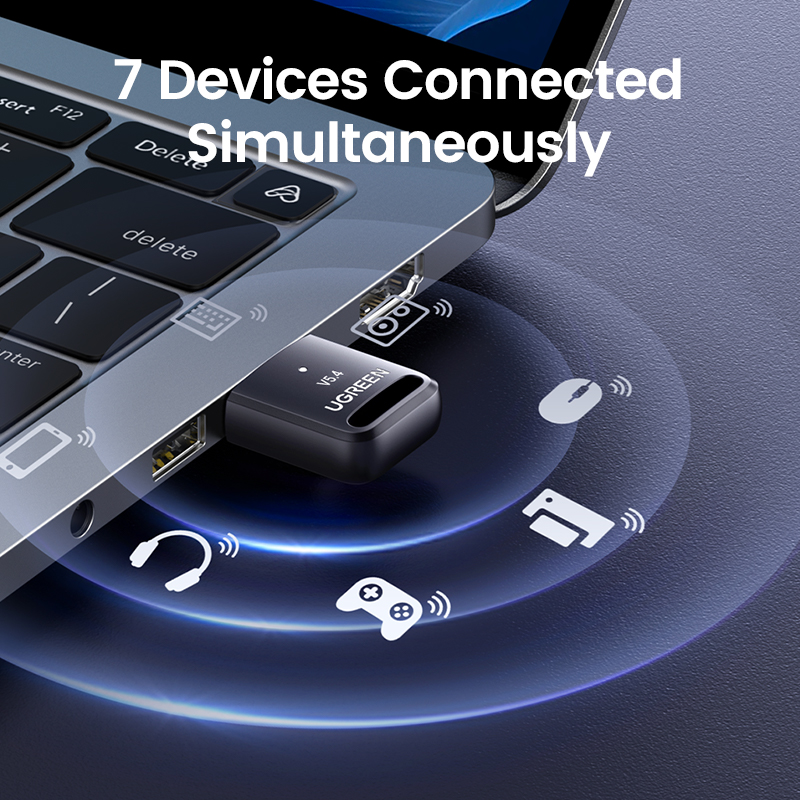 UGREEN USB Bluetooth Adapter BT 5.4 Bluetooth Dongle Receiver Support Windows 11 10 8.1 Plug and Play for PC Laptop Mouse Keyboard. 