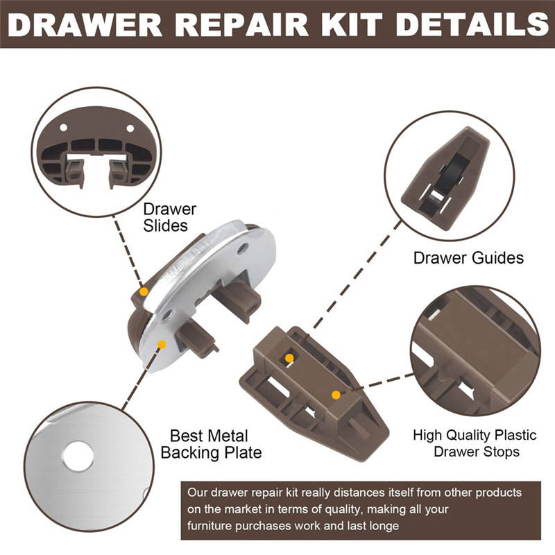 Drawer Slides Guides Plastic 5Pairs with Roller Undermount Drawer Slides Stopper for Dresser Drawer Parts. 