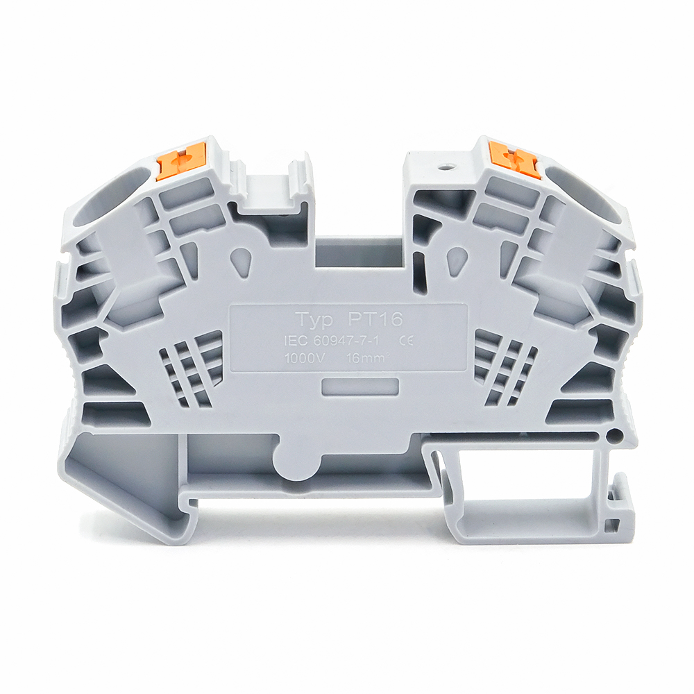 PT-16 Din Rail Terminal Block Conductor Wire Connector Push In Spring Screwless Connection Feed Through Terminal Blocks PT16. 