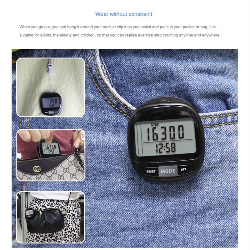 3D Pedometer Step Counter for Walking with Clip and Strap,7 Days Memory. Accurate Step Counter for Men Women & Kids. 