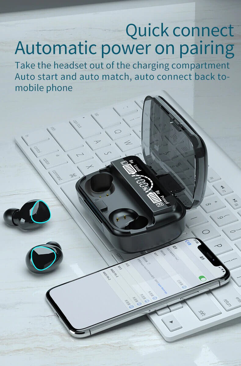 M10 TWS Ear buds with 9D HiFi Sound Bluetooth v5.1 - Bluetooth Headphone - Air Buds - Tws - Bluetooth Headphone. 