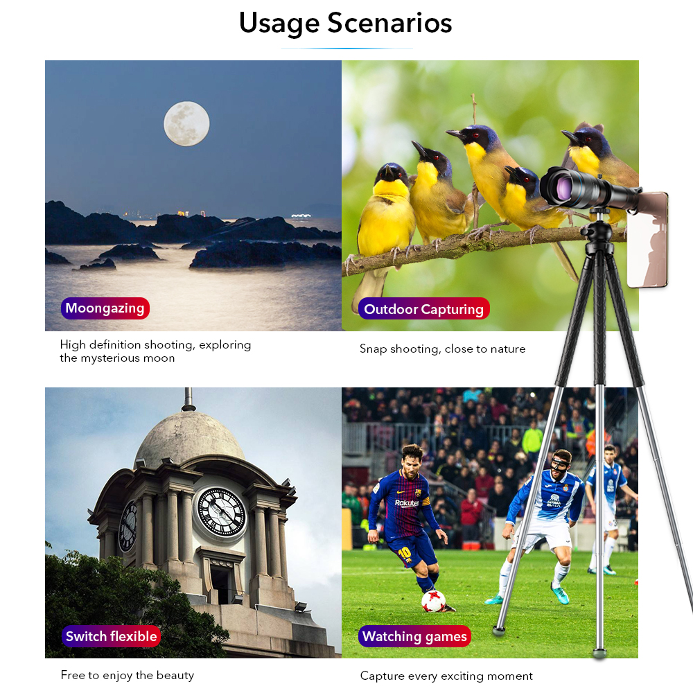 APEXEL 60x Telescope Telephoto Zoom Lens Monocular for iPhone 13 12 11 Mini Pro Max Samsung S8 S9 S10 S20 S21 S22 Huawei Xiaomi. 