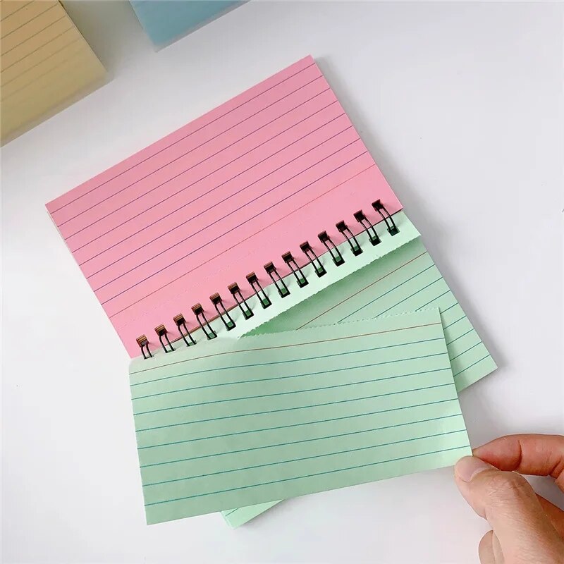 50 Sheets/book Colorful Tearable Spiral Notebook Horizontal Line Minimalist Transparent Cover Memo Pad School Office Writing Pad. 