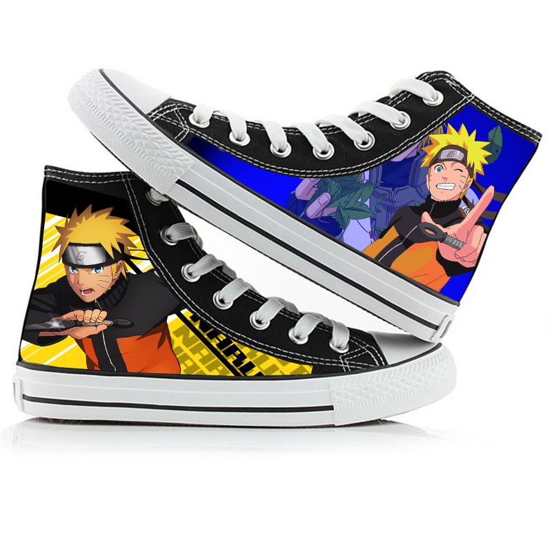 Naruto High-Top Canvas Shoes Japanese Anime Men and Women Couple Graffiti Casual Shoes. 