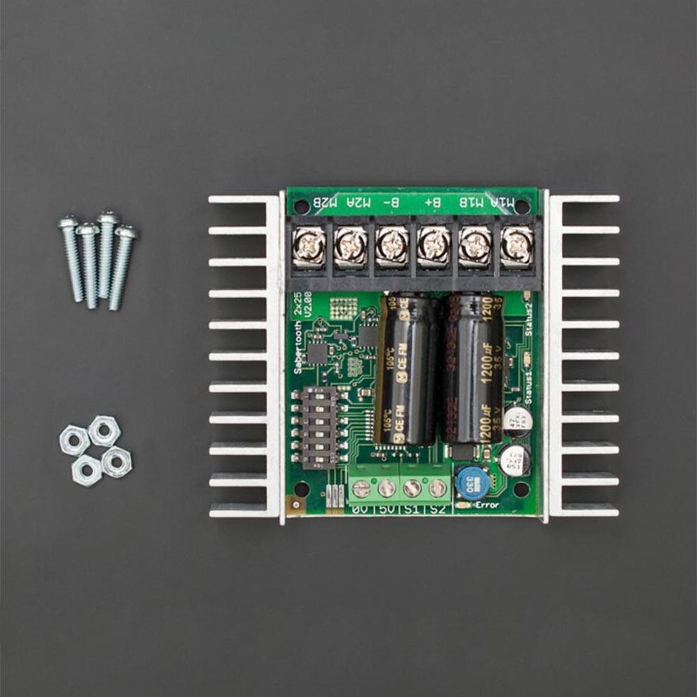 Sabertooth Dual 25A DC Motor Controller 6~24V Synchronous regenerative Thermal +overcurrent protection for high powered robot. 