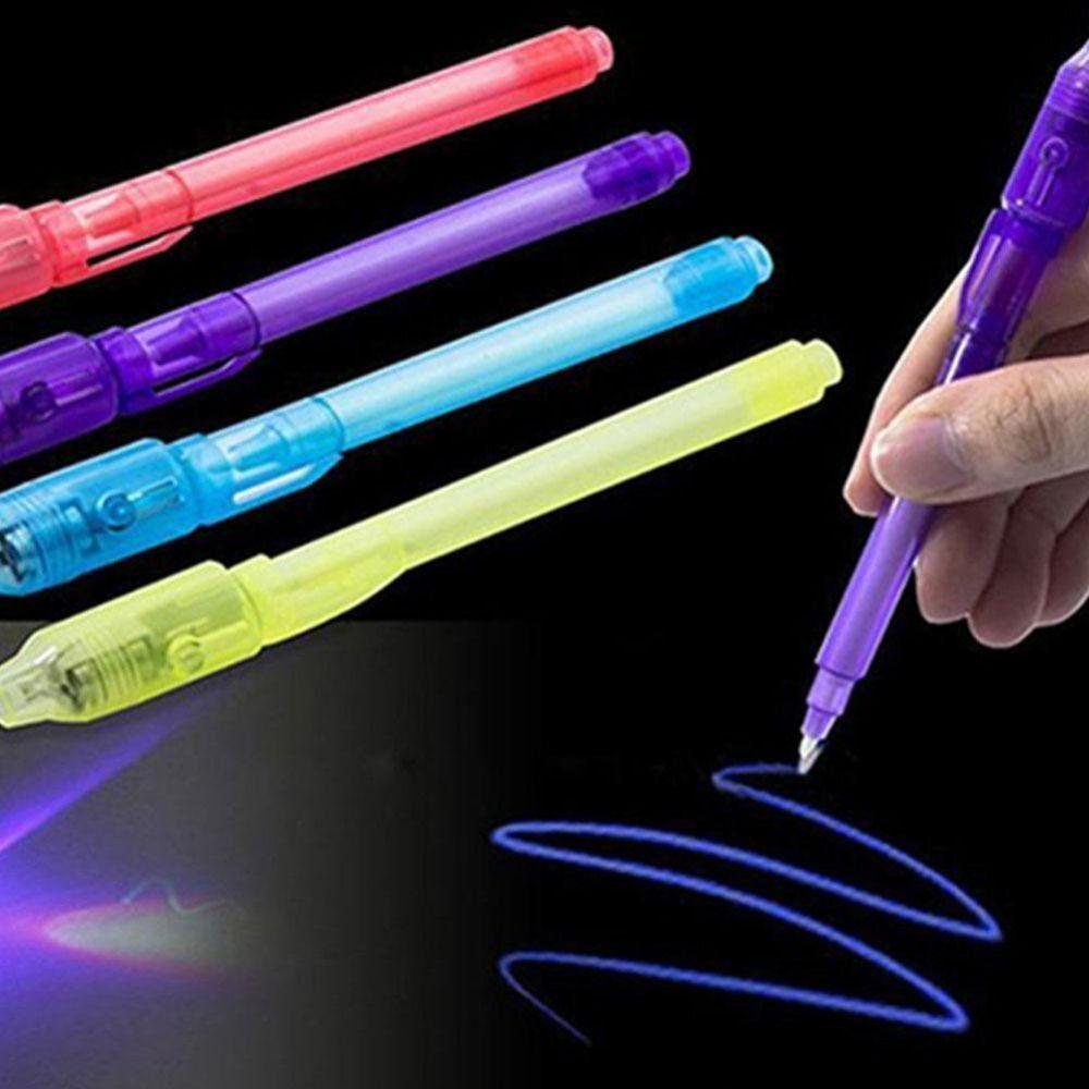 Luminous Light Pen Purple 2 In 1 UV Black Light Combo Drawing Invisible Ink Pen Learning Education Toys for Child. 