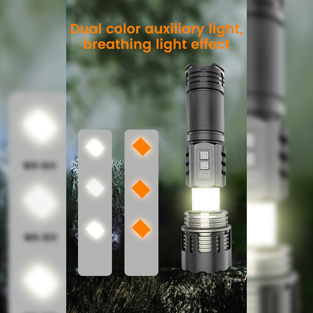 GC Glare Torch, Digital Display USB Rechargeable Flashlight, 30000 Lumens Brightest Torch With 360 ° Camping Light, 4+6 Lighting Modes Flashlight. 