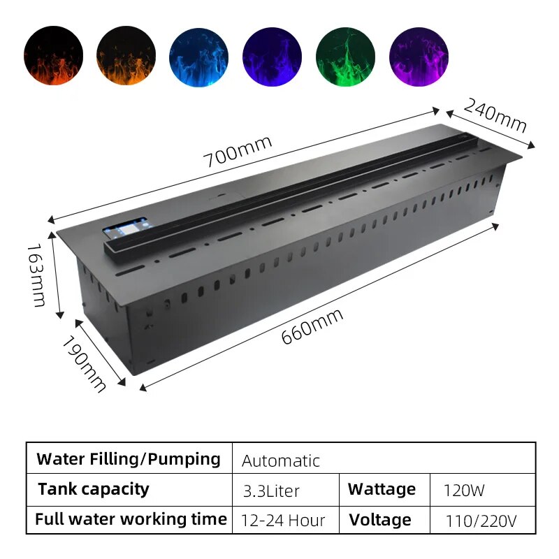 3D Atomized Fireplace smart LED virtual flame indoor decoration humidifier Customized atomized water steam place. 