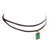 Vintage Square Rhinestone Charm Pendant Double Layer Choker Neckle Jewelry