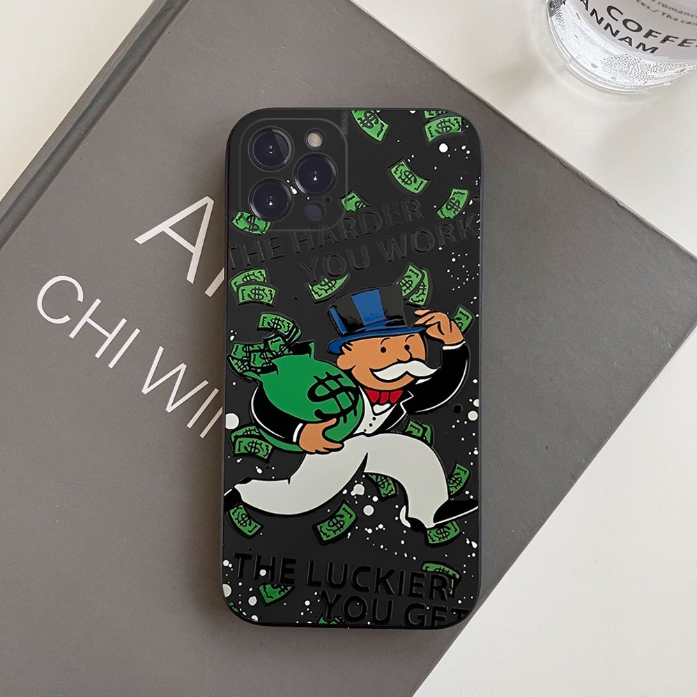 Cartoon Luxury Dollar MonopolyS Phone Case For iPhone 14 13 happy12 Mini 11 Pro XS Max X XR SE 6 7 8 Plus Soft Silicone Cover. 