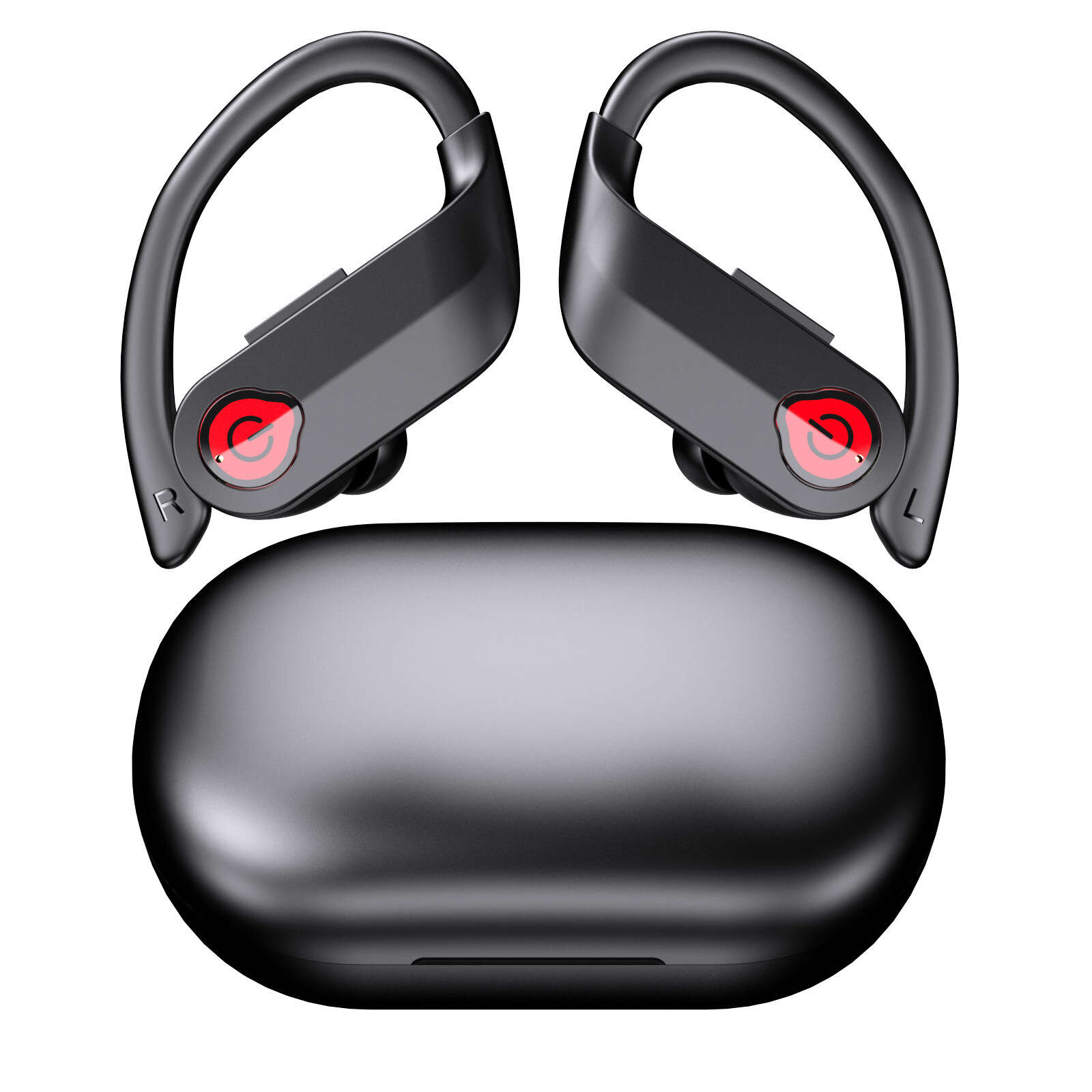 YYK-Q63 sport ear mounted TWS dual digital display ultra long standby wireless Bluetooth earphones ENC intelligent noise reduction. 