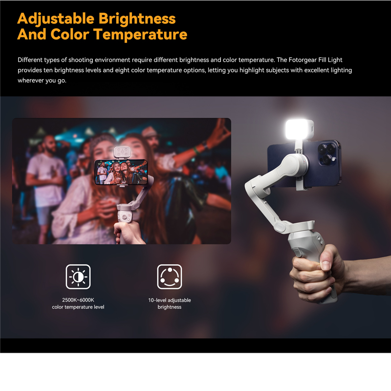 Fotorgear Vectorgear GBL01 Magnetic Mini Fill Light For DJI Osmo Mobile 6/SE/ Zhiyun SMOOTH4/5/ Feiyu Gimbal
