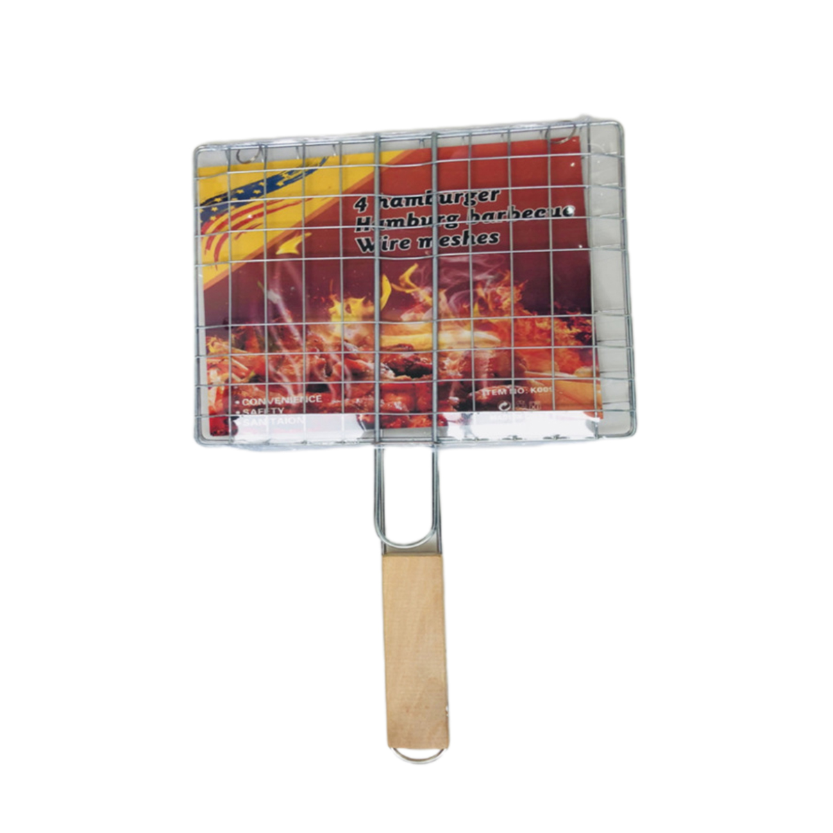 Grilled Fish Rack Iron Wire Widened Handle Chrome Plating Process Outdoor Barbecue Utensils