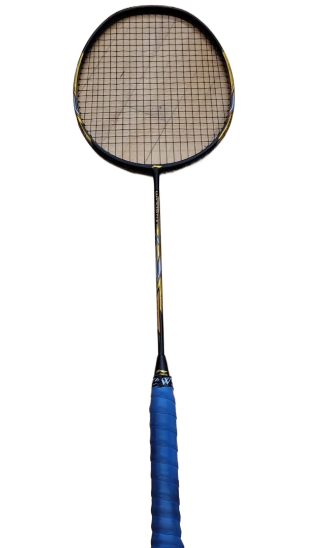 Li-Ning Windstorm Badminton Racket Strung light weight of 74g and high tension of 30LBS, fast speed of racket swinging. COLOURFUL AND FLEXIBLE With String And Grip Free -with Cover. 