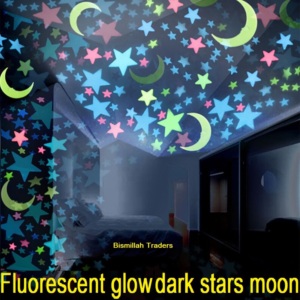 Pcs 3D Stars Moons Glow In The Dark Luminous On The Wall Stickers For Kids Room Living Room Wall Decal Home Decor Poster