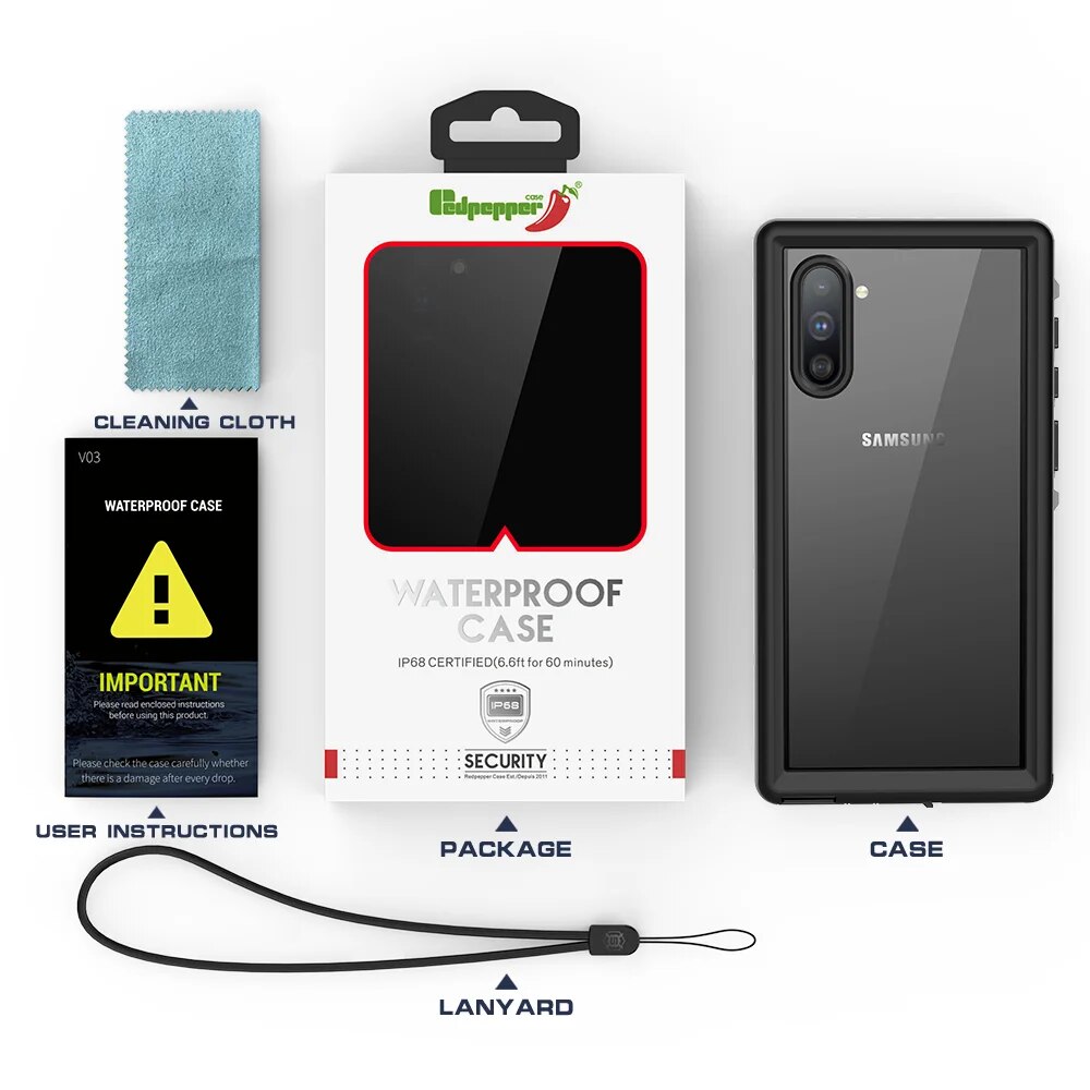 ShellBox IP68 Waterproof Case For Samsung Galaxy Note 10 Note 10+ Shockproof Heavy Duty Underwater Photography Diving Cover Case. 