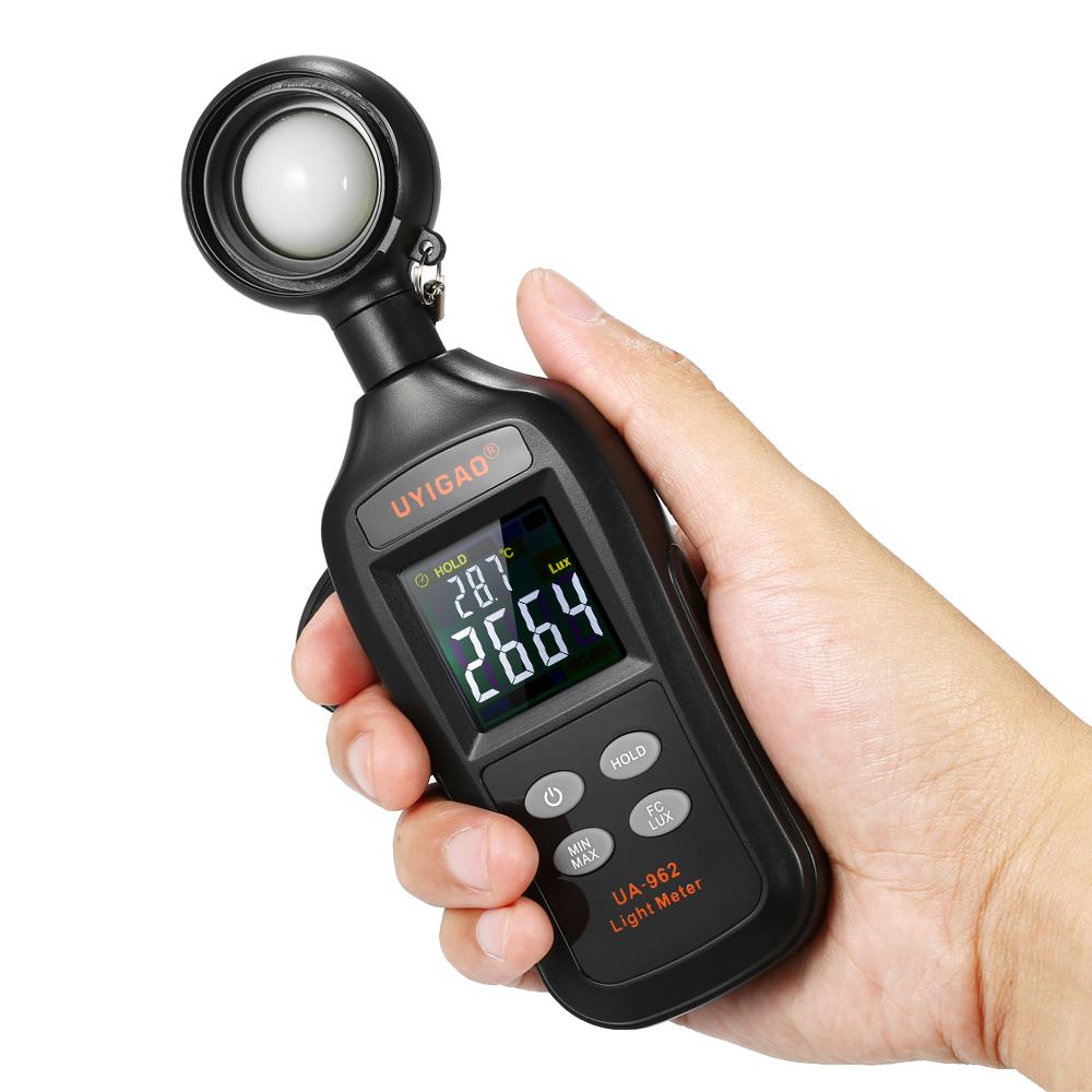 UYIGAO Mini Digital Lux Meter LCD Display Handheld Illuminometer Luminometer Photometer Luxmeter Light Meter 0-200000 Lux with Max/Min/Data Hold Mode. 