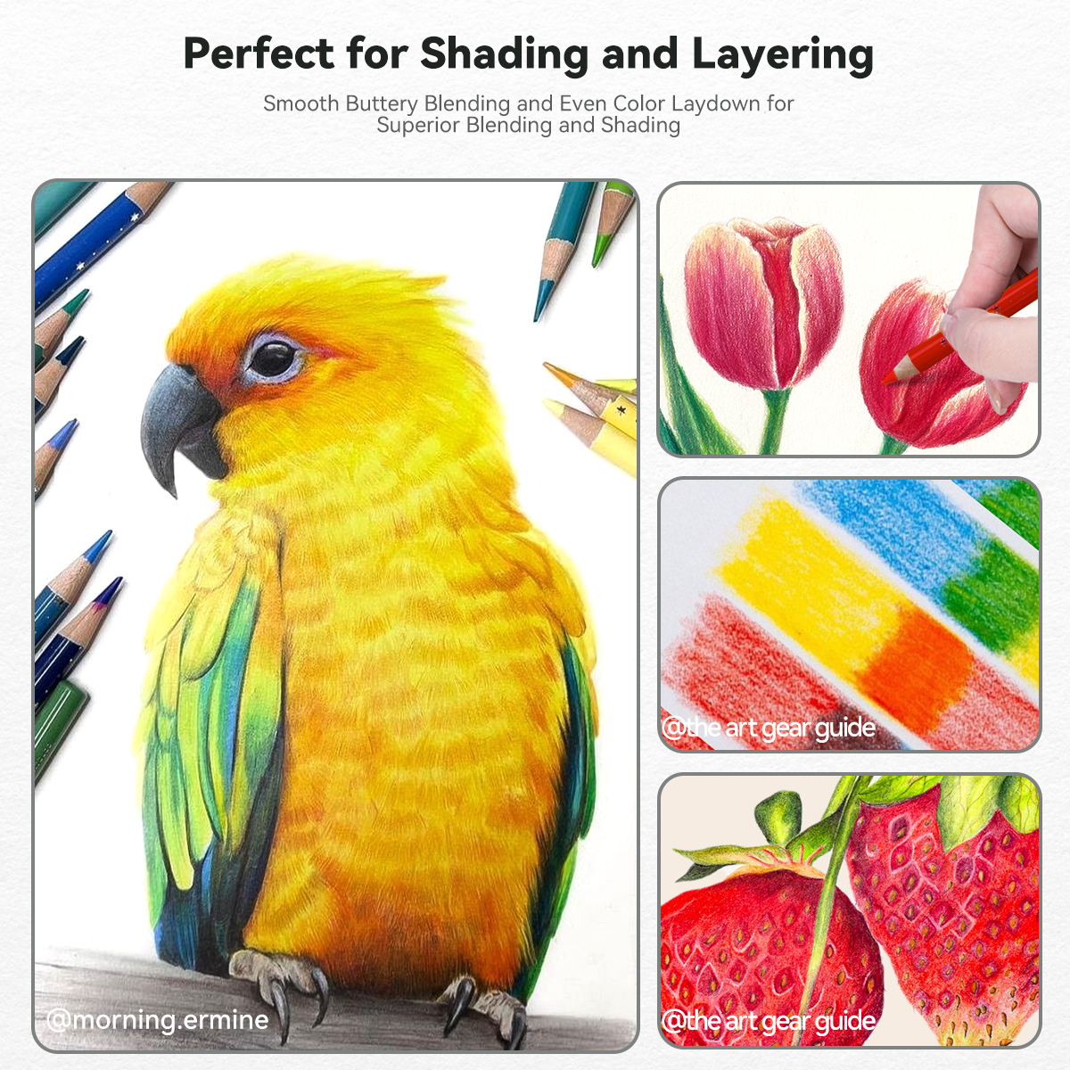 Arrtx 72/126 Colored pencils Soft Core Leads High-Lightfastness Rich Pigments Drawing Pencils for Coloring Sketching minghao. 