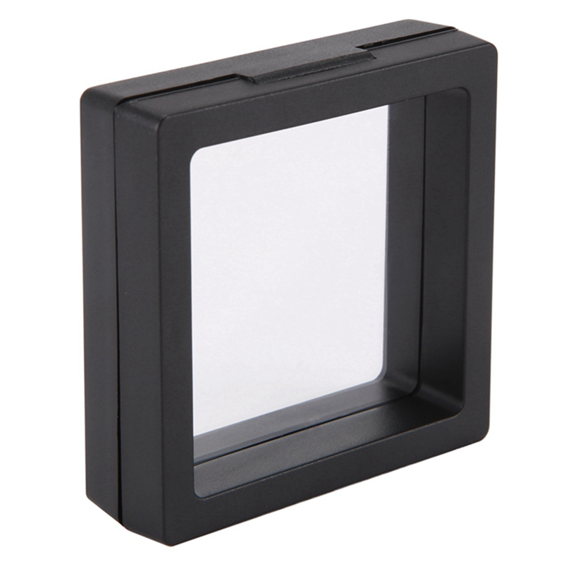 Coin Display Box - Set of 90 3D Floating Frame Display Holder with Stands Black. 