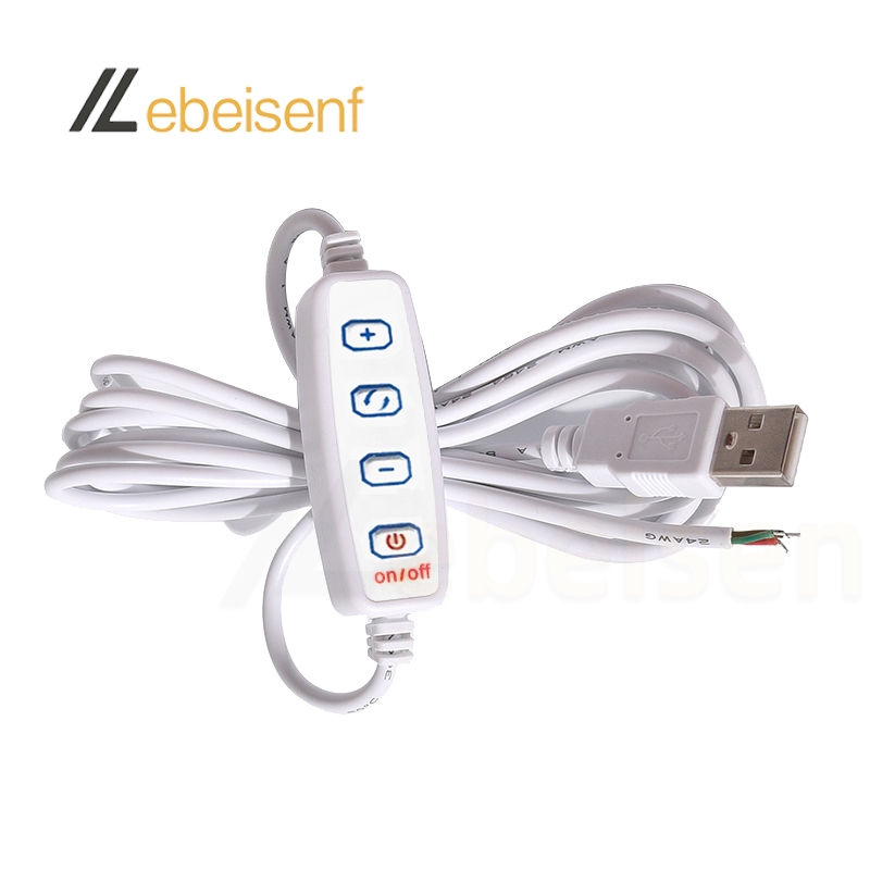 USB LED Dimmer 5V LED External Switch Control Cable 2m for Dual Color LED Strip Light Brightness Color Temperature Adjustment. 