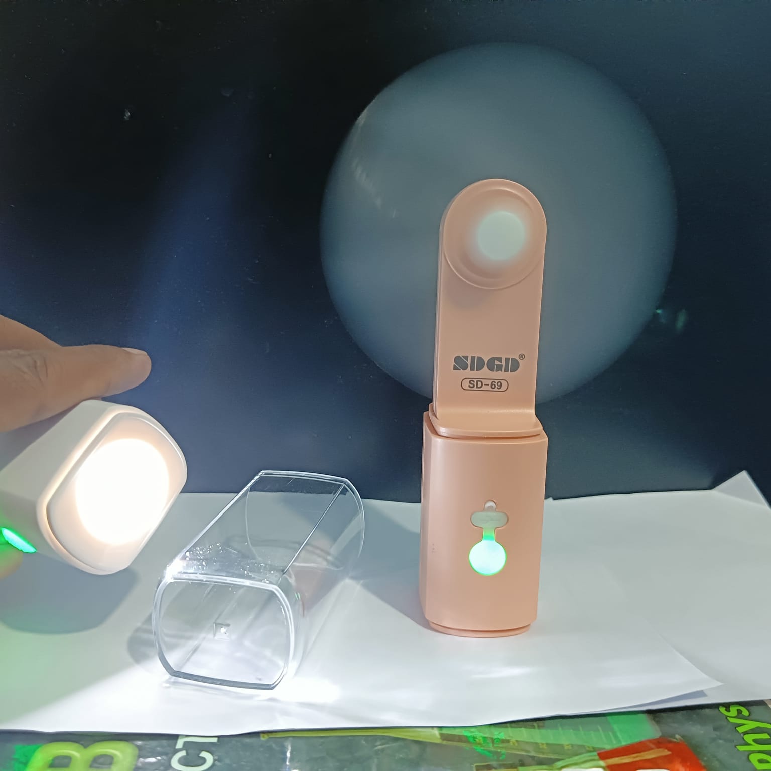 SD-69 Mini Pocket Fan With Troch Light Rechargeable Powerful Fan Foldable wing with Torch and Flashlight. 