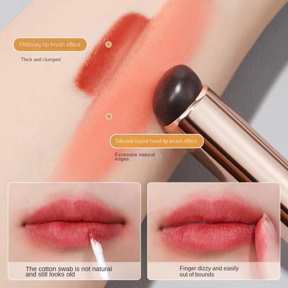 【The Edge of Beauty】Head lip brush new silicone soft tool portable like fingertips elastic lipstick brush lip. 