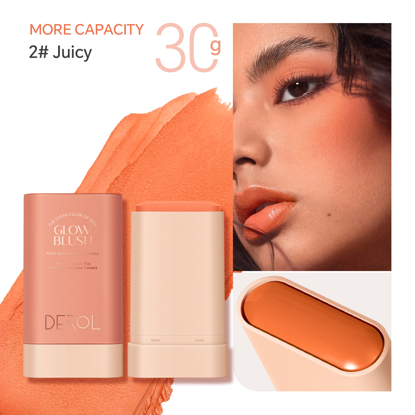 Derol Softly Glow Blush Multi-Stick for Lips & Cheeks. 
