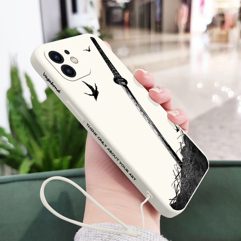 Vagabond Manga Phone Case For iPhone 15 14 13 12 11 Pro Max Minrelaxi X XR XS MAX SE20 8 7 6 6S Plus Silicone Cases with Hand Strap. 