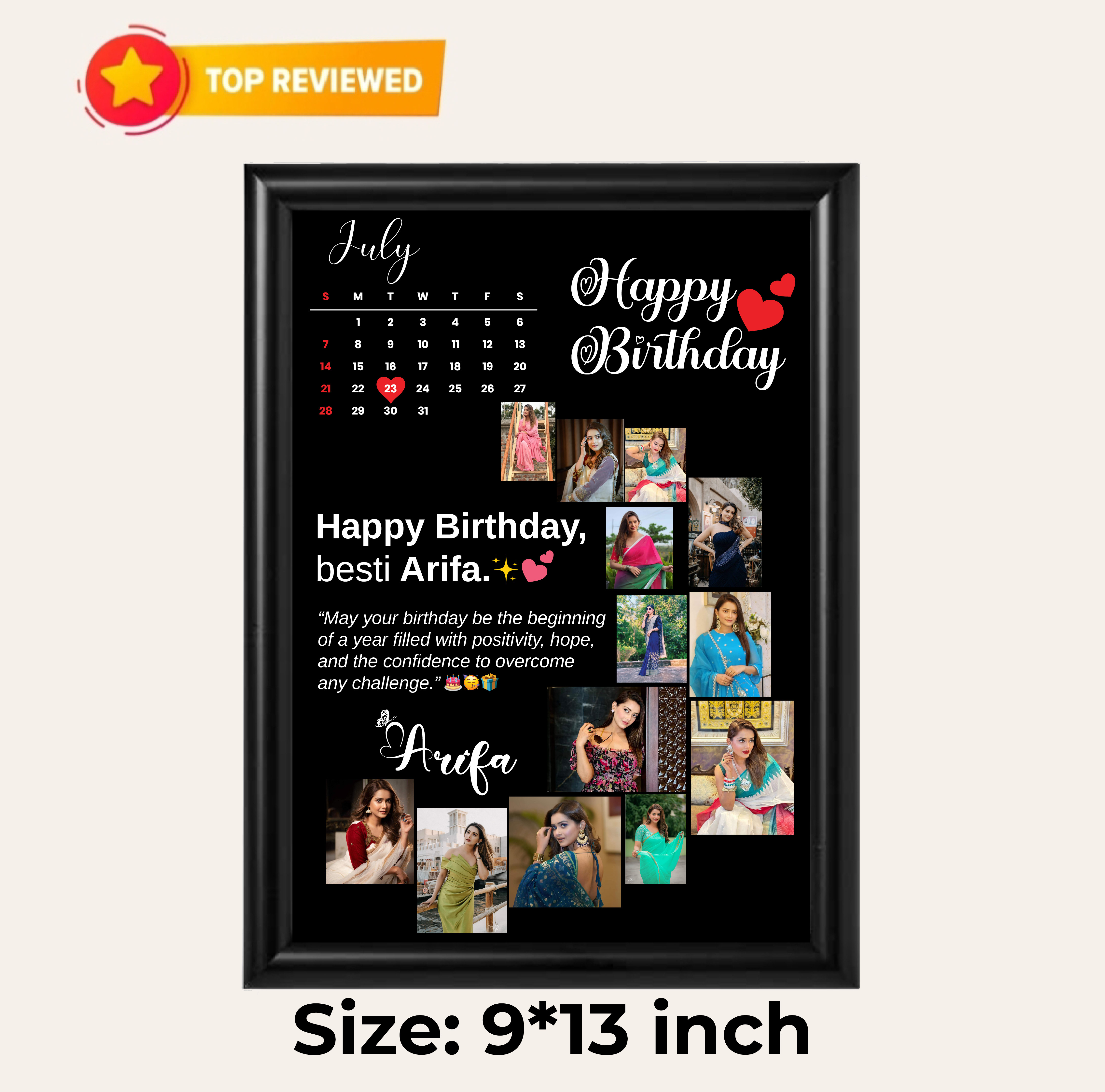 Customize Gift Photo Frame For Birthday, Love, Anniversary, Family Beautiful Gift. Size 9*13 inch