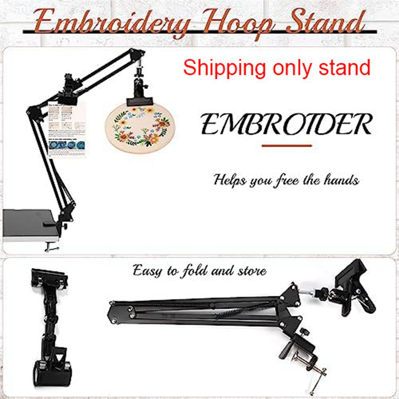 1 PCS Adjustable Embroidery Hoop Holder With Instruction Holder,Cross Stitchand Embroidery Projects