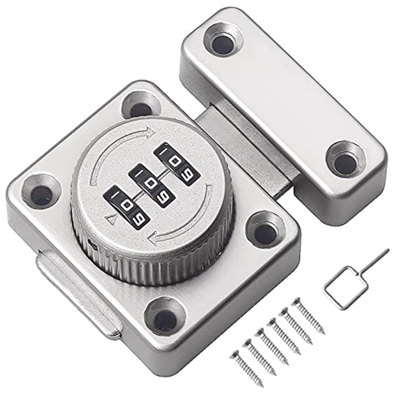 Mechanical Keyless Cabinet Lock, Swivel Drawer Lock Combination Lock, Combination Latch File Cabinet Lock (Silver)