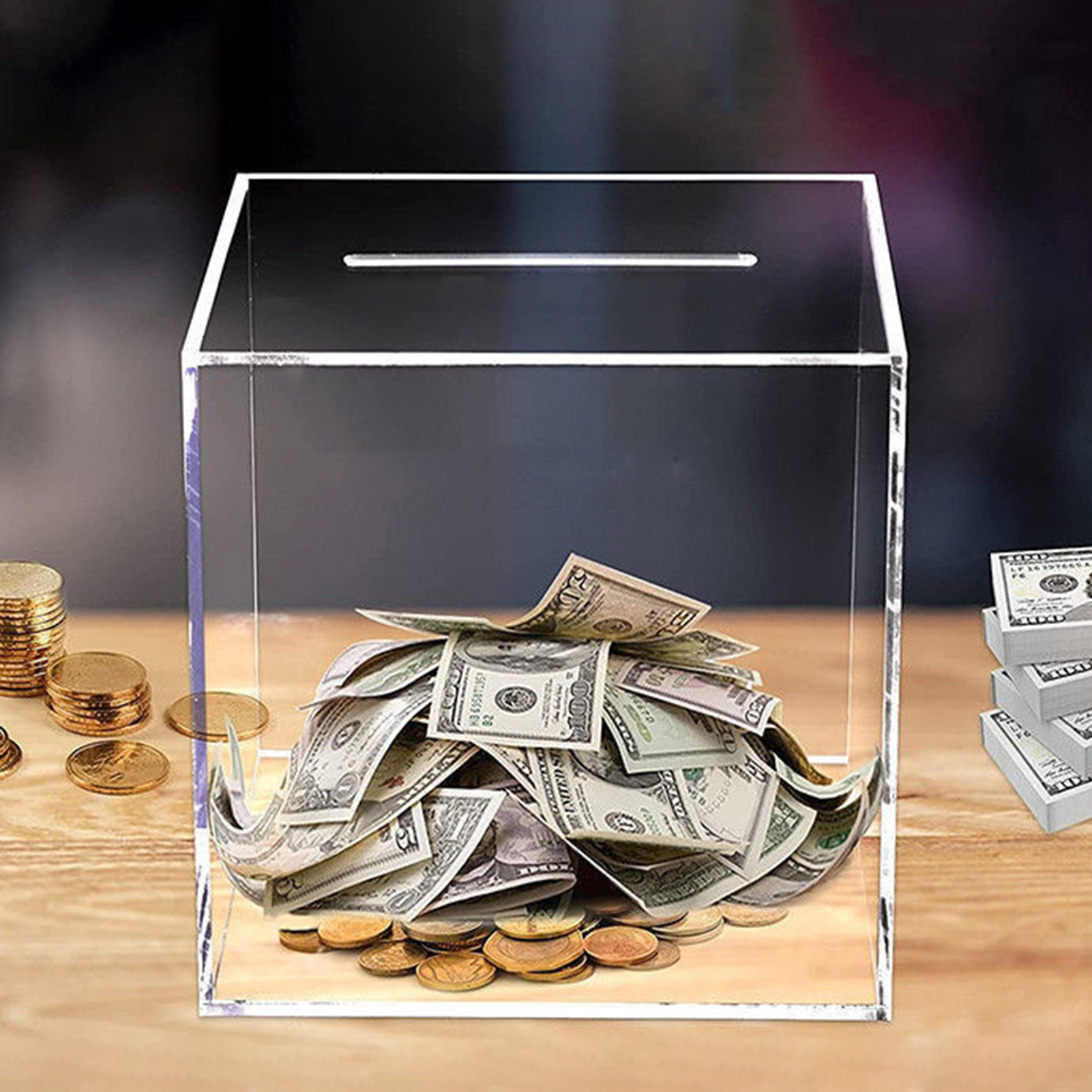 Money Saving Box Large Capacity Transparent Acrylic Coins Money Box. 