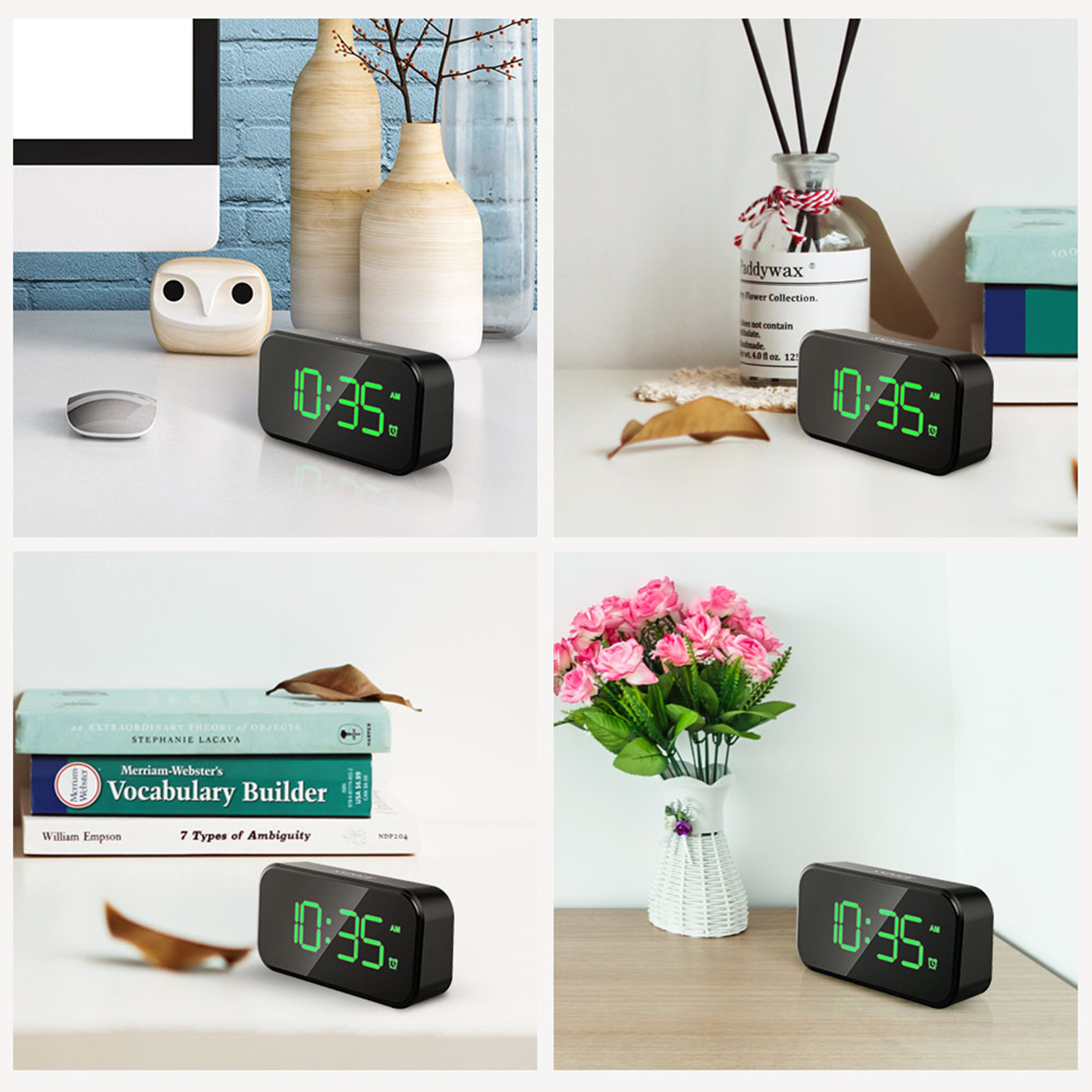 【3C VictoryEagle】White Digital Alarm Clock with USB Port for Charging Adjustable Brightness Dimmer Display 12/24Hr Snooze Adjustable Alarm Volume Small Desk Bedroom