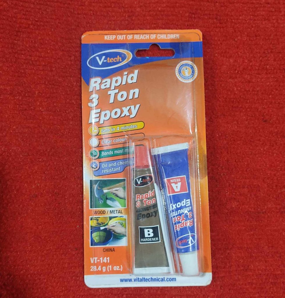VT-141 Vtech Rapid 3 Ton 4 Minutes Epoxy Clear 28.4gm 4 Minute Negative Positive Epoxy V-TECH RAPID 3 TON EPOXY Adhesives AB Epoxy Adhesives A Resin B Hardener. 