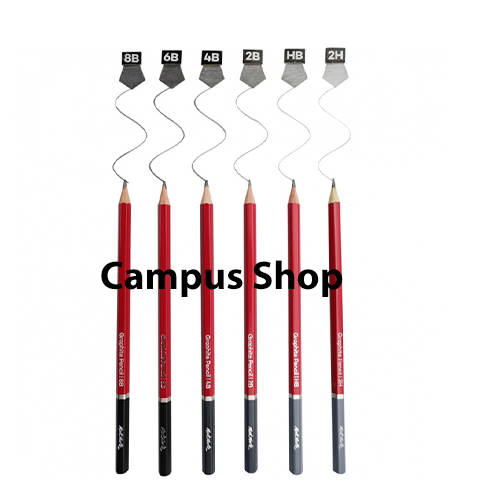 Mont Marte  6 Pcs graphite pencils - 2H, HB, 2B, 4B, 6B and 8B,Eraser And Metal Sharpener Drawing Set  Of 8 Pcs. 