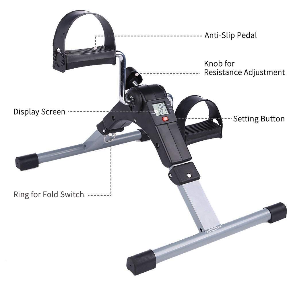 Mini Exercise Cycle/Portable Folding Arm And Leg Pedal Exerciser With Digital Lcd Display Home Indoor Mini Exercise Bike Resistance Adjustable
